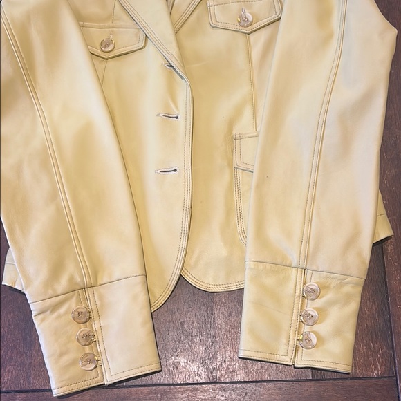 Yellow Leather Women's Jacket - Picture 5 of 8